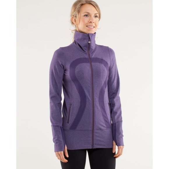 Lululemon Jacket Womens 4 In Stride Full Zip Long Sleeve Heathered Concord Grape - Picture 1 of 13